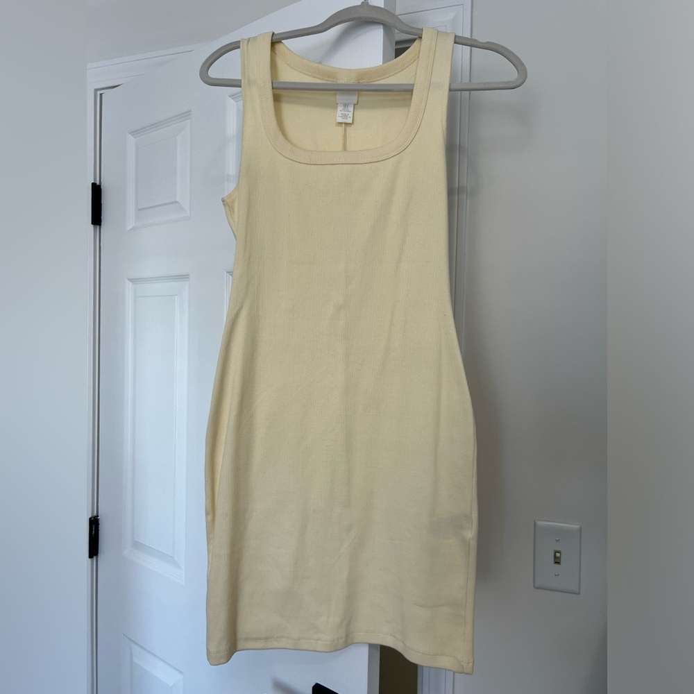 Yellow ribbed tank dress